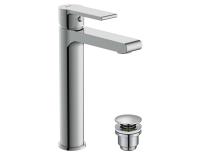 Смеситель для раковины высокий однорычажный клик клак Cersanit Brasko 63024