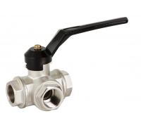 Кран шаровый лат. Dn20 Pn25 в-в трехходовой Т.Г-образн. ручка Genebre 3070
