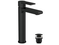 BLACK Смеситель для раковины высокий однорычажный черный клик клак Cersanit Brasko 63111