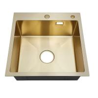 Кухонная мойка РМС MR-5050G, 50 см с раздвижной корзиной и дозатором, золотой