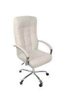 Кресло Евростиль Консул хром кожа люкс белый 0505R70B