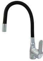 Смеситель однорычажный Центр сантехники СМ 27/22ш М40 с гибким утка силиконовым изливом D24 черный