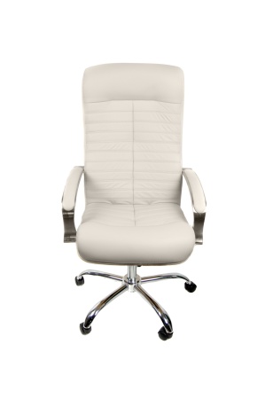 Кресло Евростиль Консул хром кожа люкс белый 0505R70B