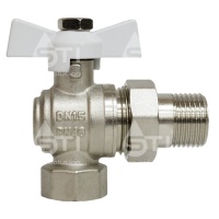 Кран с накидной гайкой латунь шаровой угловой Эльф ТТ000014628 STI Ду15 бабочка неполнопроходной угловой