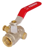 Кран латунь шаровой с воздухоотводящим клапаном и пробкой для воды FERRO KPO2W Ду20 рычаг 25 бар индивидуальная упаковка