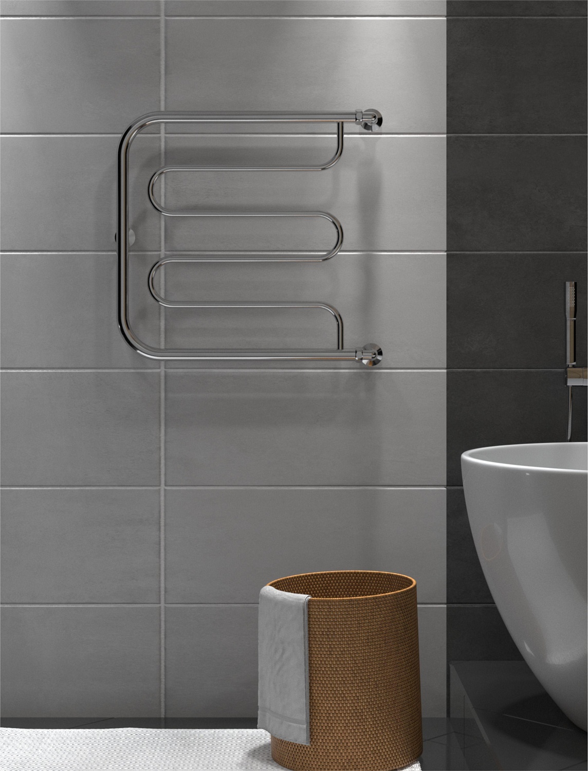 Полотенцесушитель Indigo Фокстрот Standart б/п (н.р.1") 50/60 (с держателем, Полиров.) FSW50-60