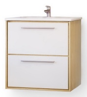 Тумба под умывальник подвесная RAVAL Frame 60 белый/дуб сонома Fra.01.60/P/W-DS