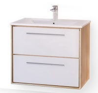 Тумба под умывальник подвесная RAVAL Frame 75 белый/дуб сонома Fra.01.75/P/W-DS