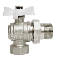 Кран с накидной гайкой латунь шаровой угловой Эльф ТТ000014629 STI Ду20 бабочка неполнопроходной угловой