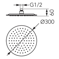 Верхний душ круглый Дн 300 Ferro Slim DSN07
