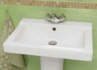 Умывальник "Орион" белый (57см) (с/о, перелив с дек.кол., б/креп.)