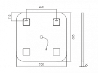 Зеркало Silver Mirror Stiv-Lite 700х685 (открытая подсветка, сенсорный выкл.)